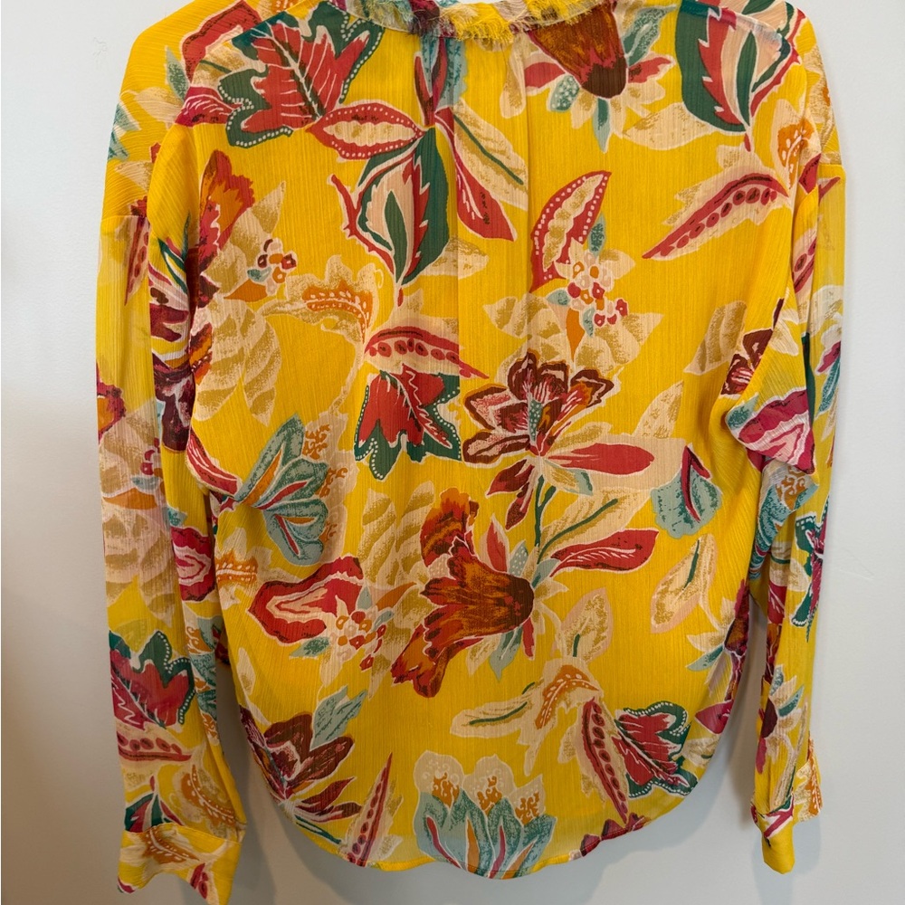 💋 Pilcro Floral Yellow Blouse 192 - Picture 6 of 9